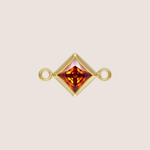 4mm Square CZ Birthstone Connectors