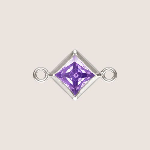 4mm Square CZ Birthstone Connectors
