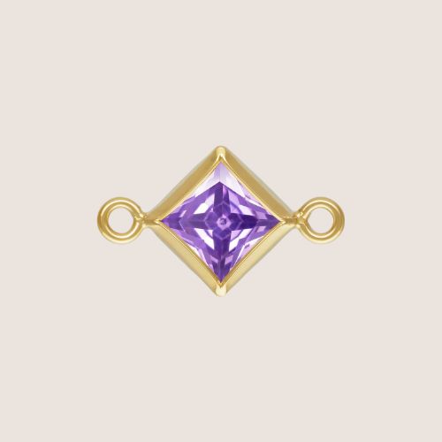4mm Square CZ Birthstone Connectors