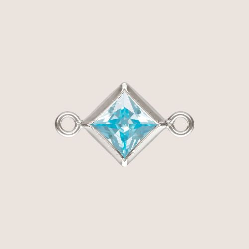 4mm Square CZ Birthstone Connectors