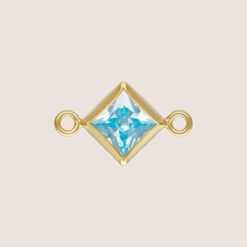 4mm Square CZ Birthstone Connectors