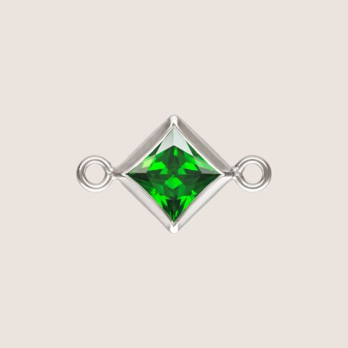 4mm Square CZ Birthstone Connectors