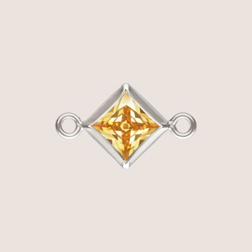 4mm Square CZ Birthstone Connectors