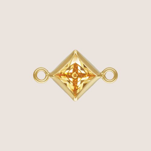 4mm Square CZ Birthstone Connectors