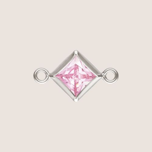 4mm Square CZ Birthstone Connectors