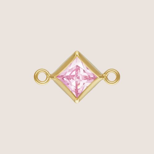 4mm Square CZ Birthstone Connectors