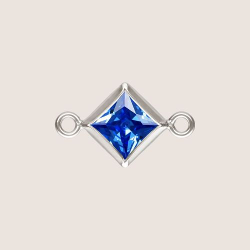 4mm Square CZ Birthstone Connectors