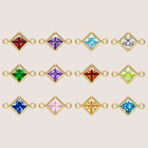 4mm square bezel birthstone connectors / gold-filled birthstone connectors