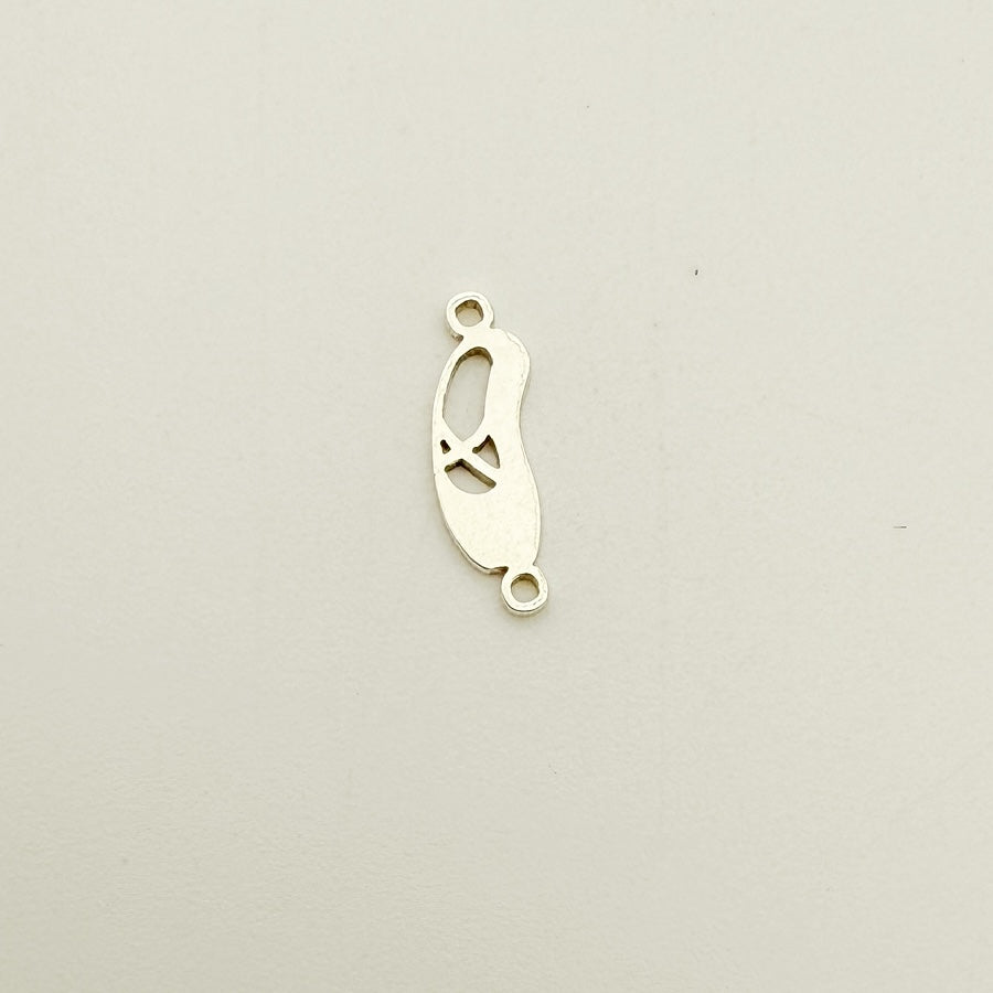 ballet slipper connector, gold-filled connector, sterling silver connector, permanent jewelry, charm bar, wholesale charms, essbe jewelry supply, 