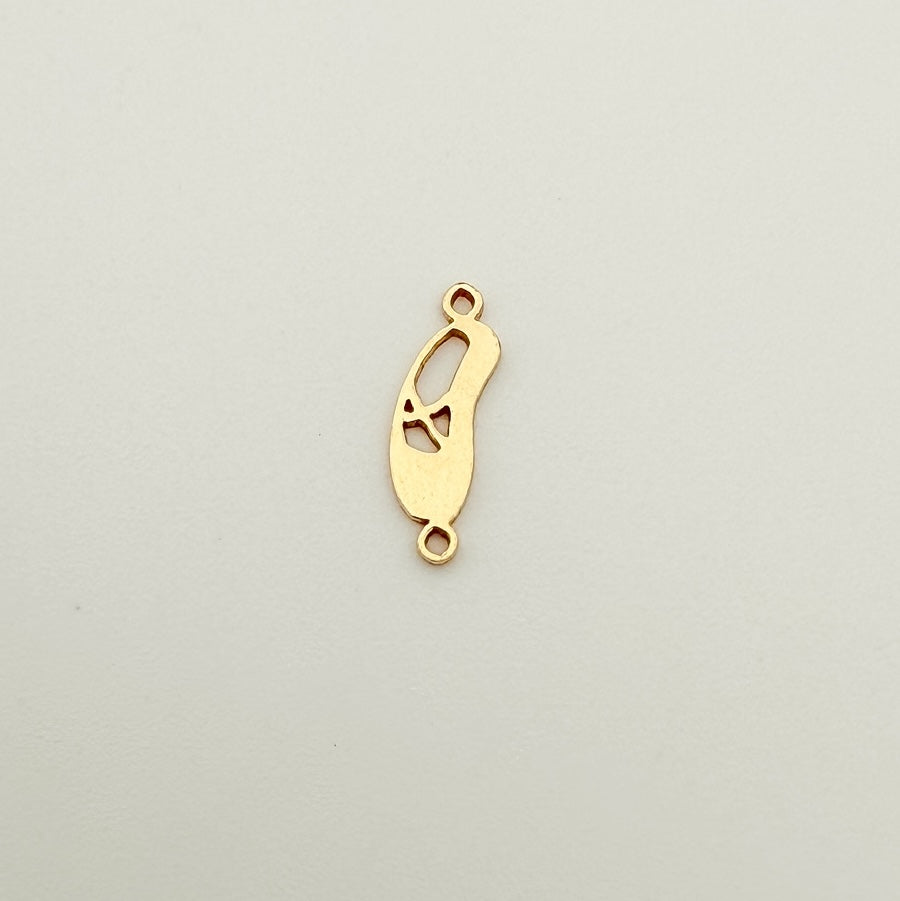 ballet slipper connector, gold-filled connector, sterling silver connector, permanent jewelry, charm bar, wholesale charms, essbe jewelry supply, 