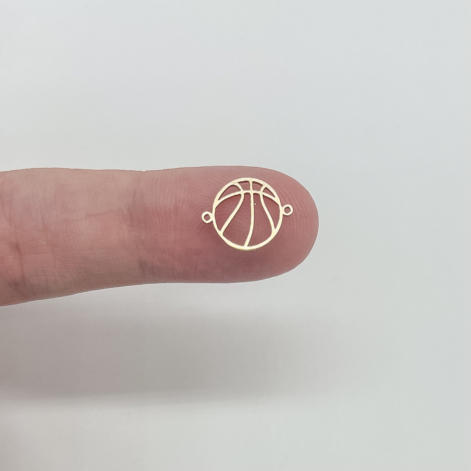 basketball charm, basketball connector, gold filled basketball charm, sterling silver basketball charm, permanent jewelry supplies, permanent jewelry charms