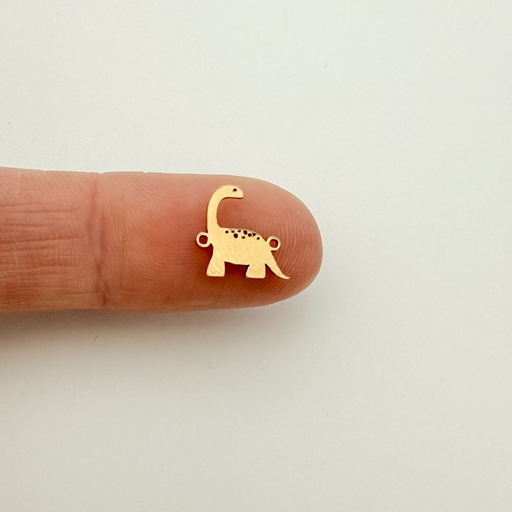 dinosaur connector, gold-filled connector, sterling silver connector, permanent jewelry, charm bar, wholesale connectors, essbe jewelry supply, 