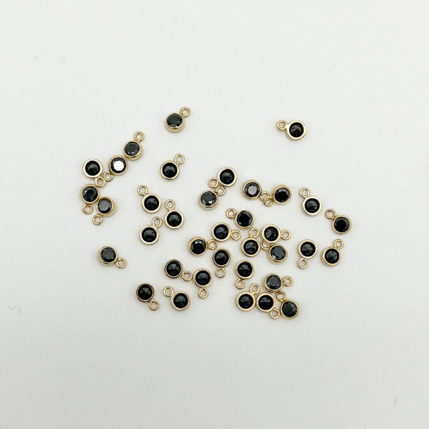 3mm Black Gemstone CZ Drop Charms