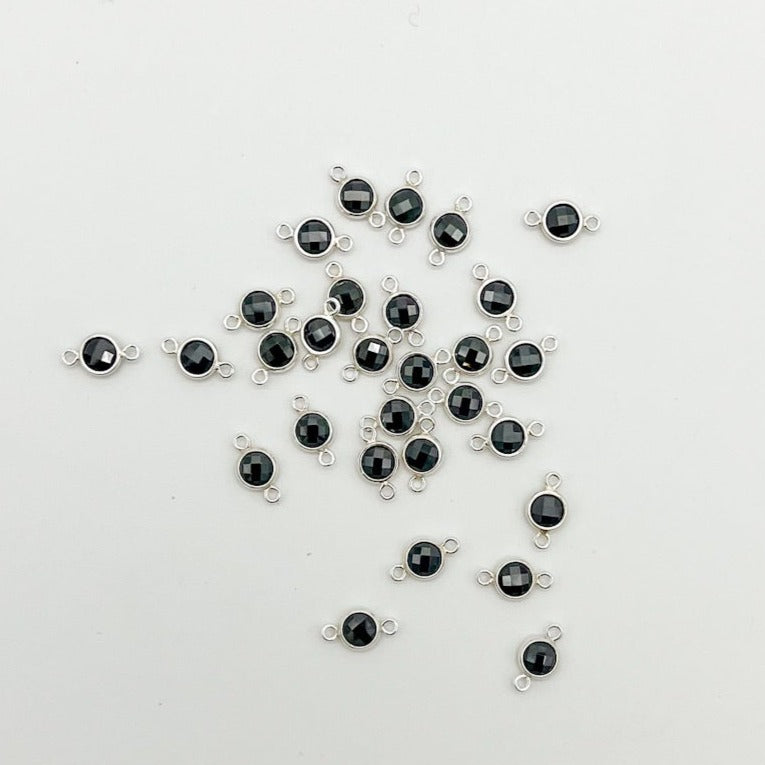 4mm Double-Sided CZ Black Gemstone Connectors