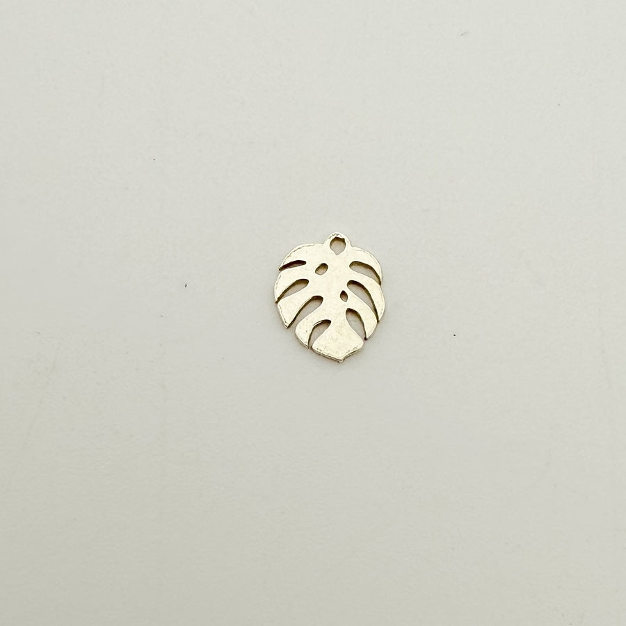 monstera leaf charm, gold-filled charm, sterling silver charm, permanent jewelry, charm bar, wholesale charms, essbe jewelry supply, 