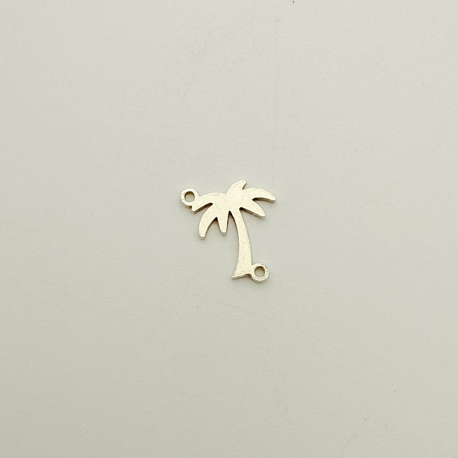 palm tree connector, gold-filled connector, sterling silver connector, permanent jewelry, charm bar, wholesale charms, essbe jewelry supply, 