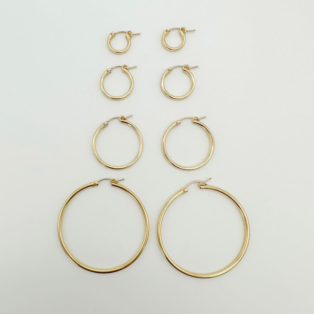 gold filled everyday hoops / essbe jewelry supply / hoops for everyday / gold-filled hoop earrings