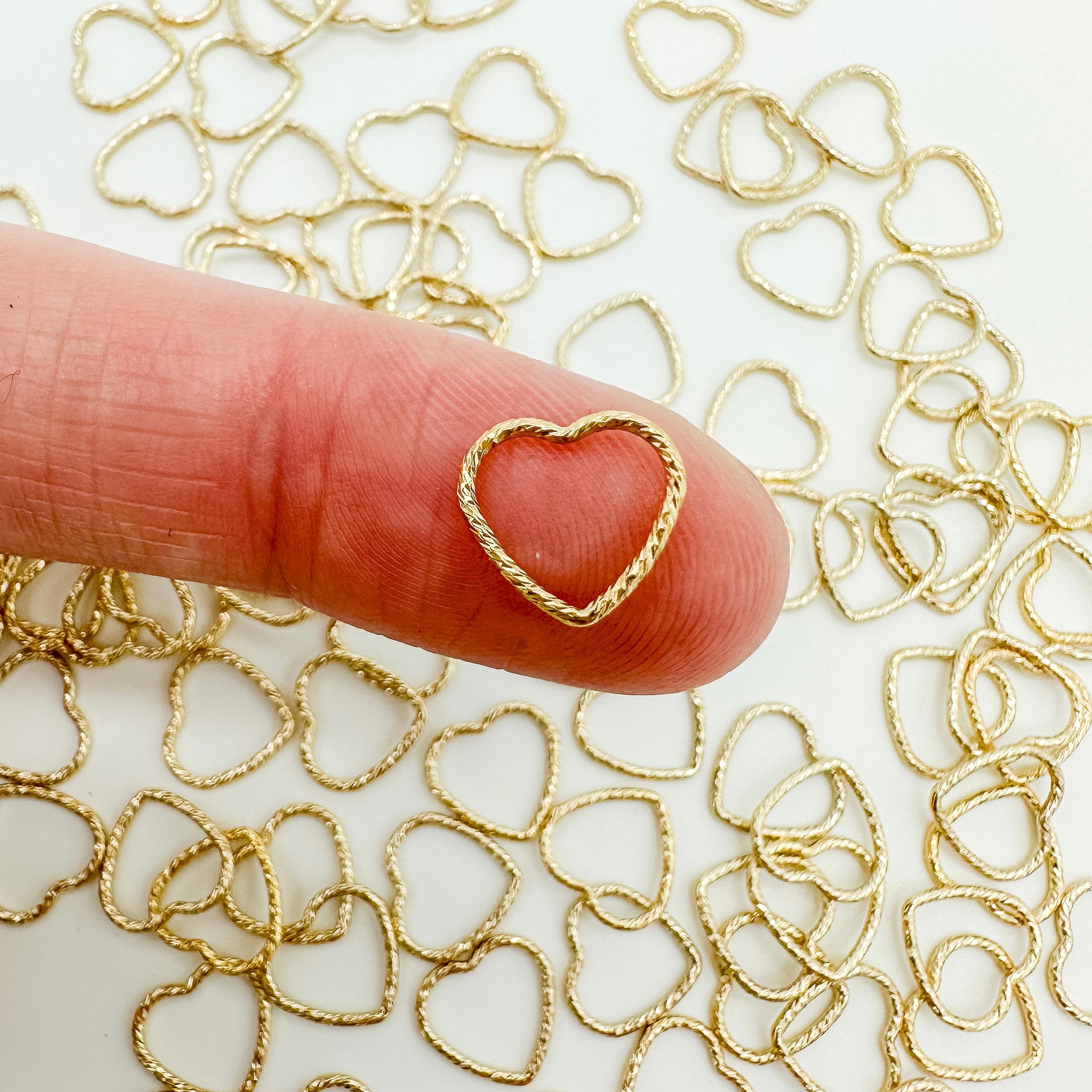 textured heart connector / permanent jewelry supplier / permanent jewelry supplies / gold filled connector / permanent jewelry connector / gold filled heart charm / heart connector