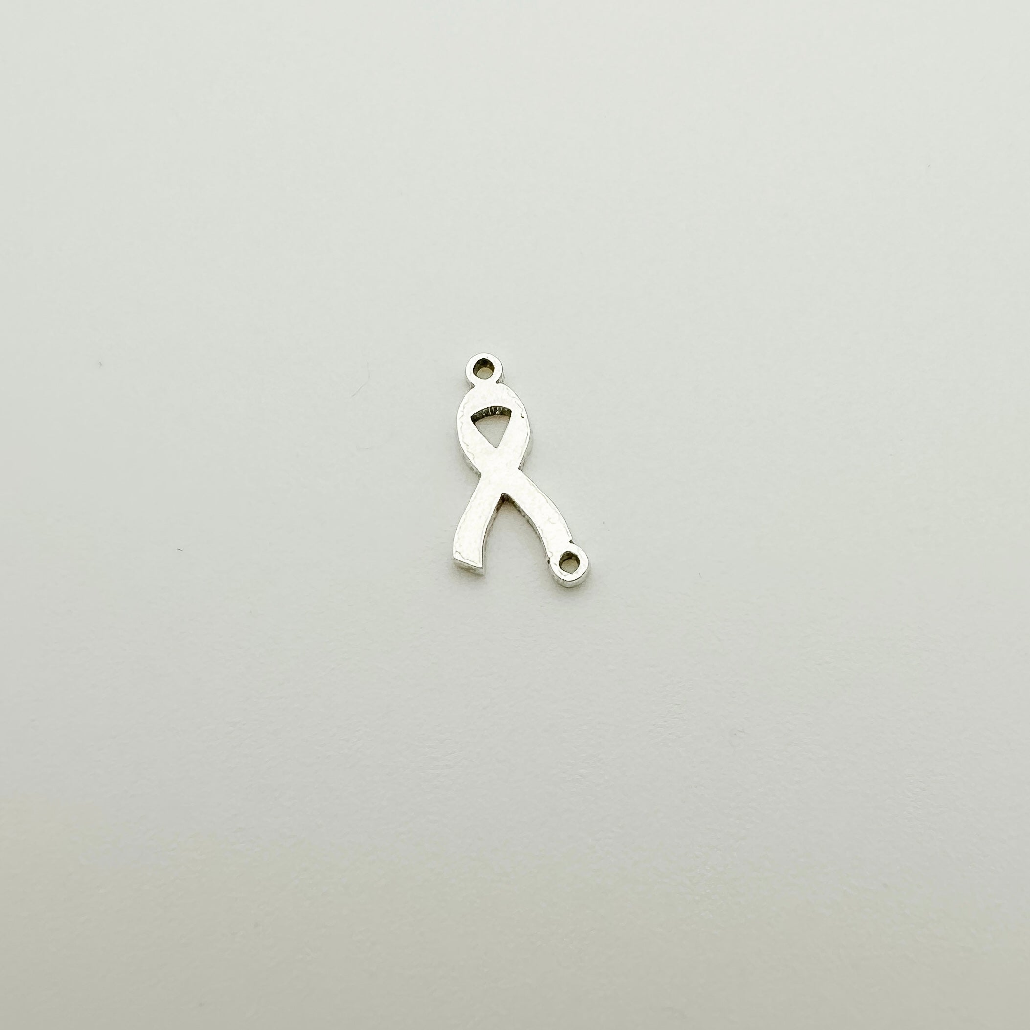 cancer awareness ribbon charm, cancer ribbon charm, cancer ribbon connector, gold filled cancer ribbon connector, permanent jewelry charms, gold filled charms