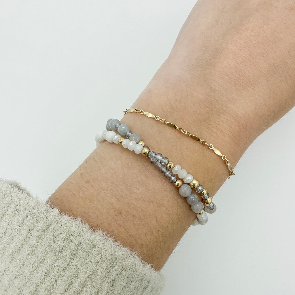 gold filled dapped bar chain permanent bracelet